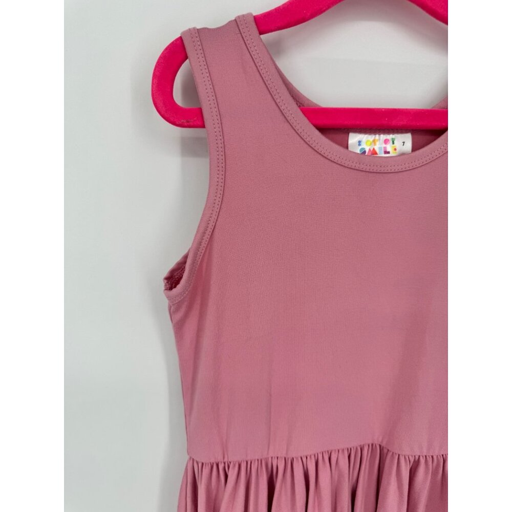 Dotdotsmile Girls Tank Dress Size 7 Solid Pink Super Soft NWT - Picture 2 of 3
